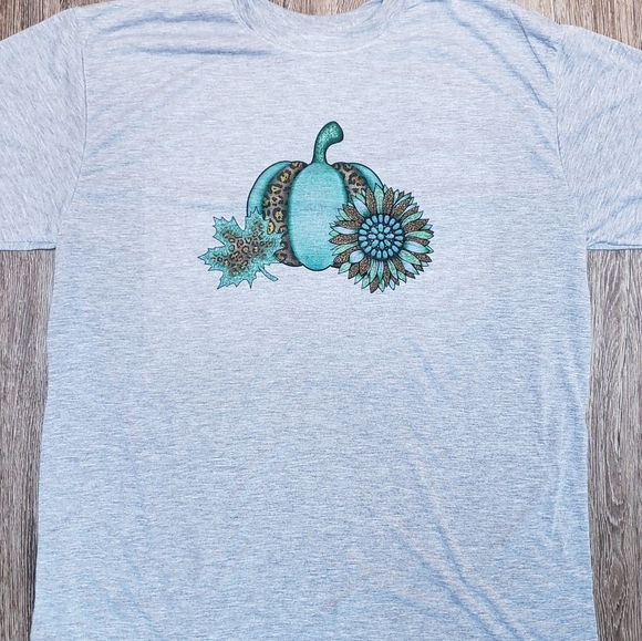 Fall Womens Graphic Teal Pumpkin Design - Picture 3 of 6